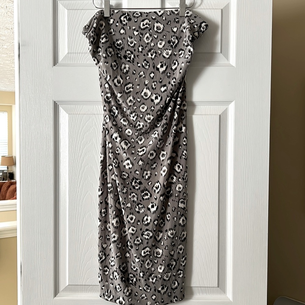 Norma Kamali Gray and Black Halter Dress (L)
